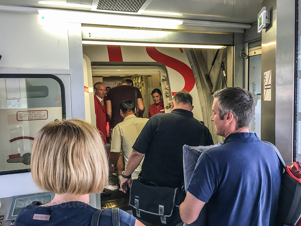 Boarding Austrian Airlines flight to LAX