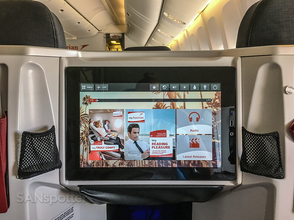Austrian Airlines business class video entertainment