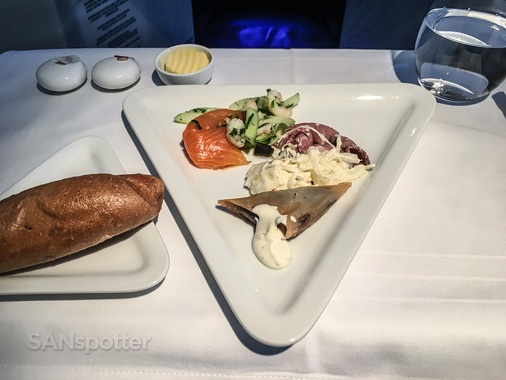 Austrian Airlines business class appetizer