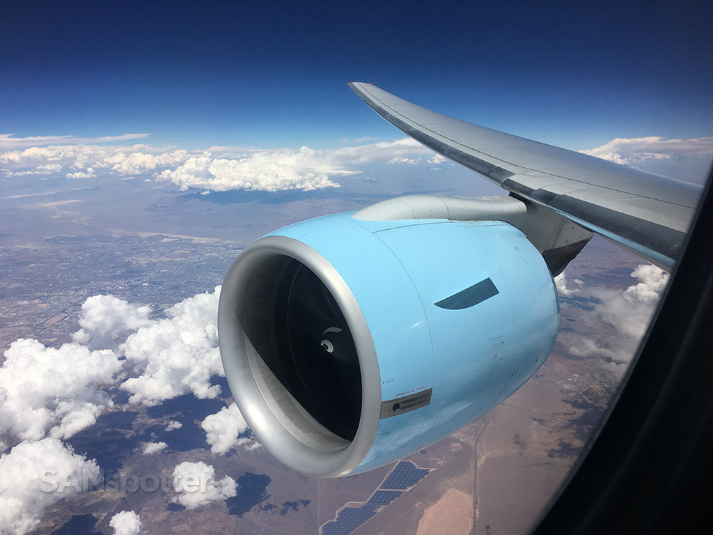 Flying over California Austrian Airlines 777