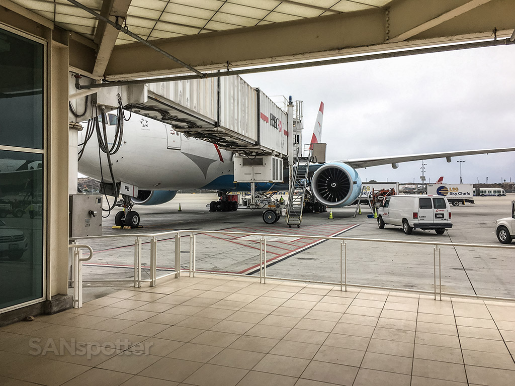 Austrian Airlines 777 remote gate LAX
