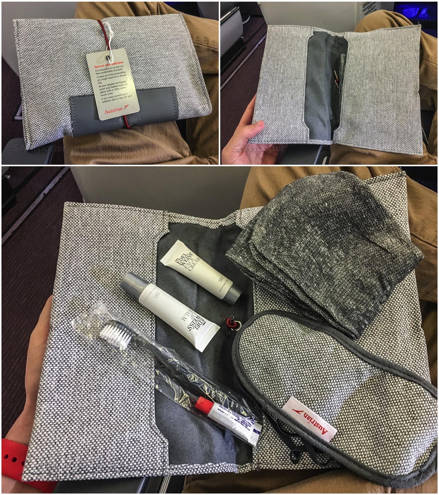 Austrian Airlines business class amenity kit