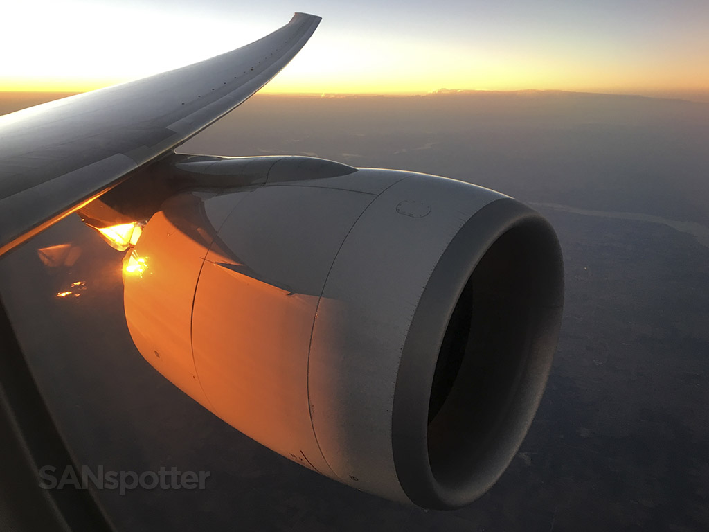 Philippine Airlines 777 engine sunset