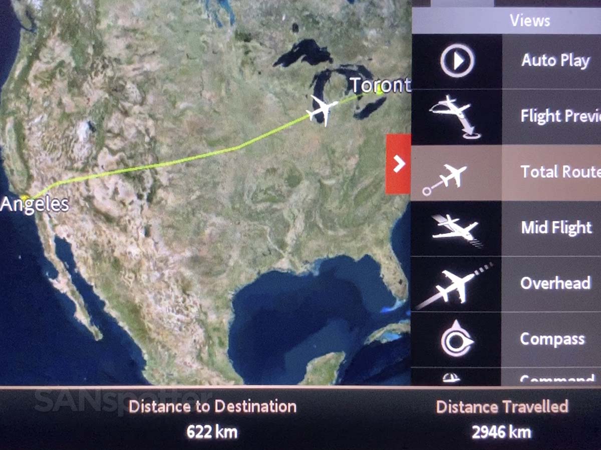 Air canada 787-9 in-flight entertainment map screen