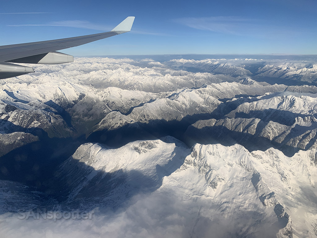 flying over mountains YVR approach