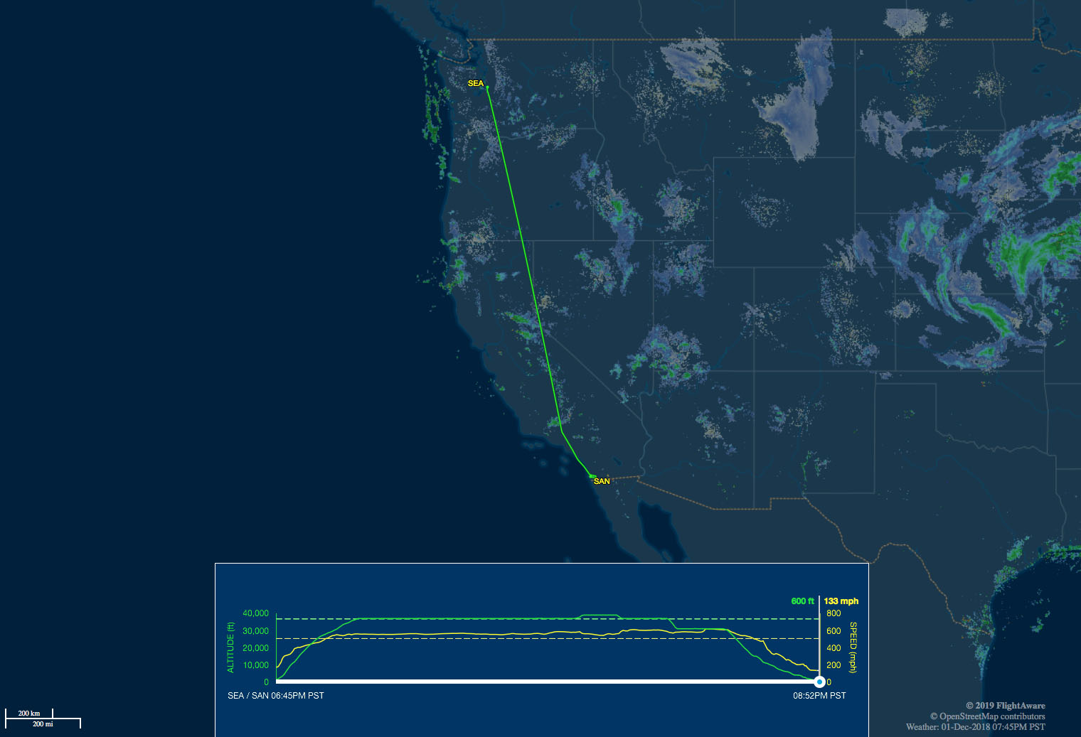 Seattle to San Diego route map