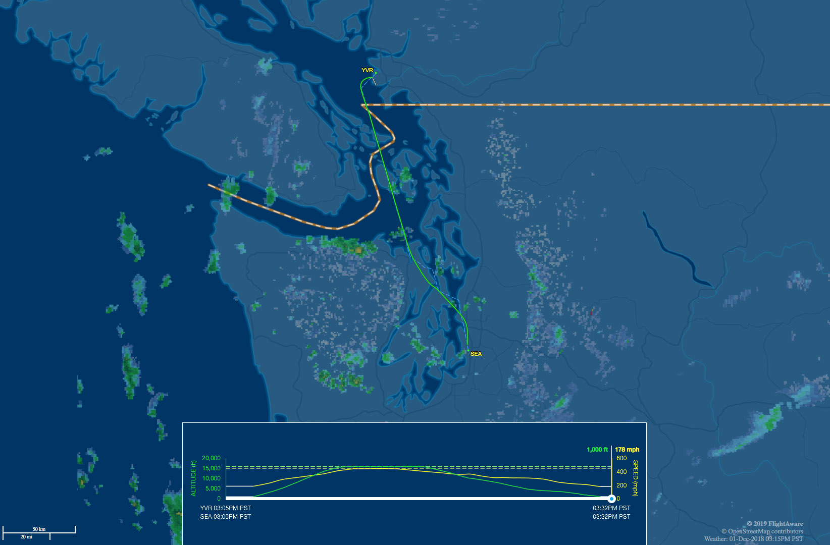 YVR-SEA route map