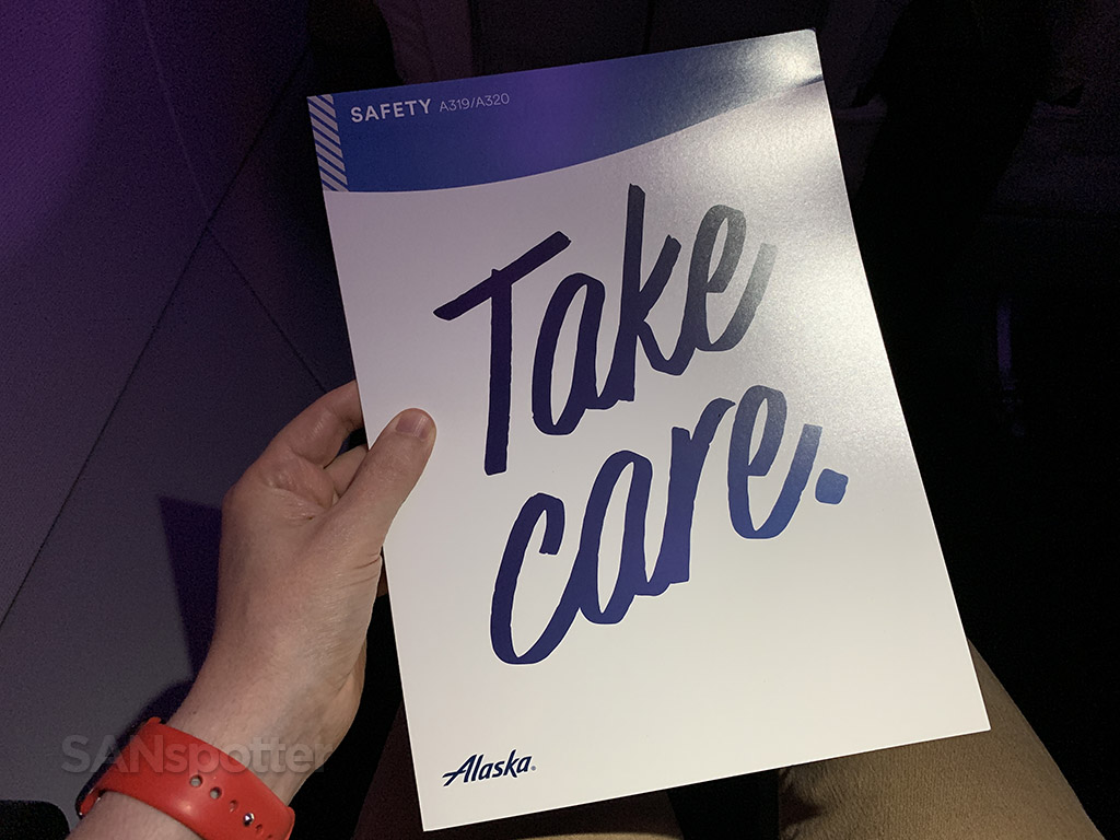 Alaska Airlines safety card a319