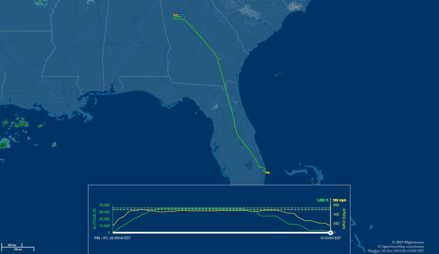 ATL to PBI route map