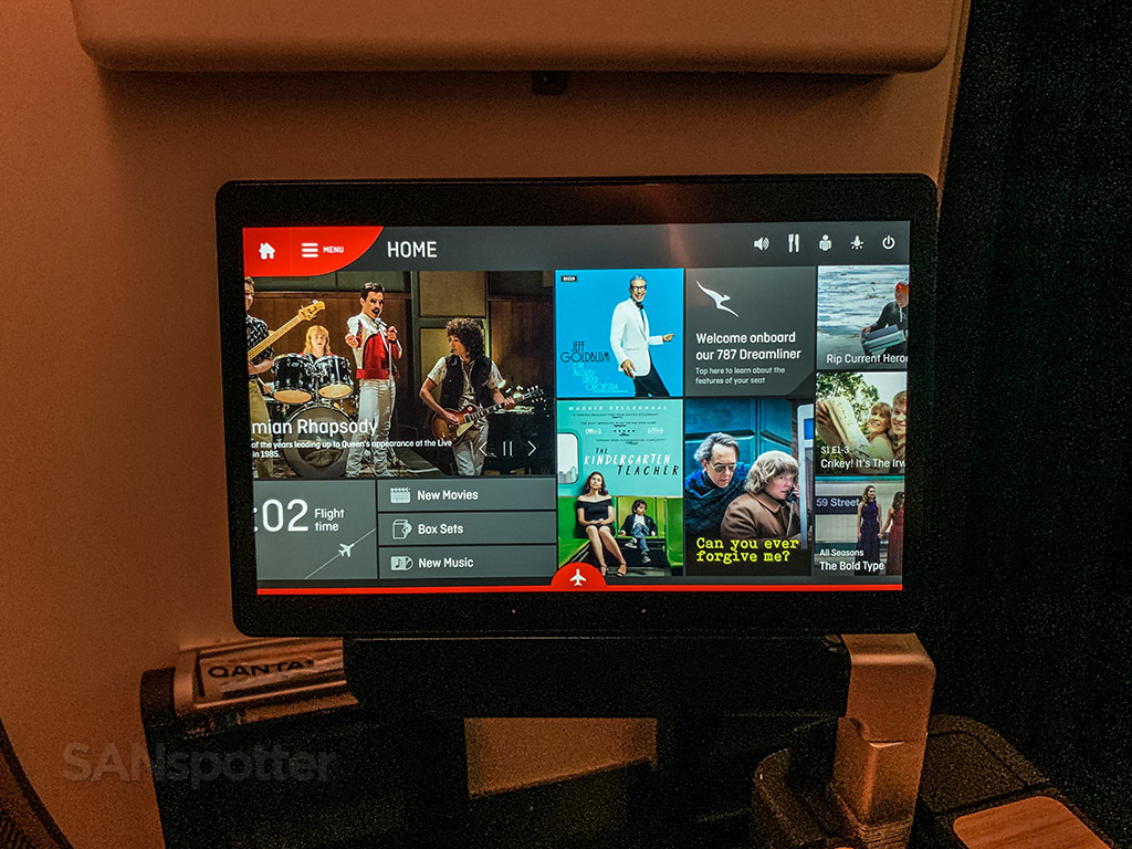 Qantas in flight entertainment