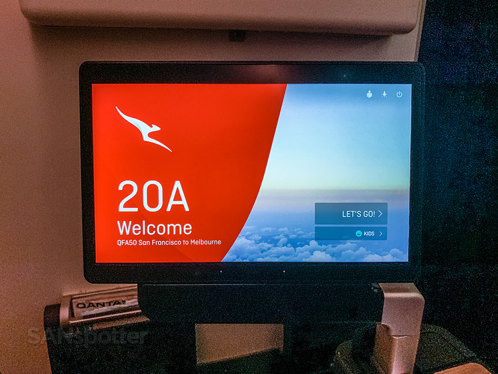 Schermi video di Qantas premium economy