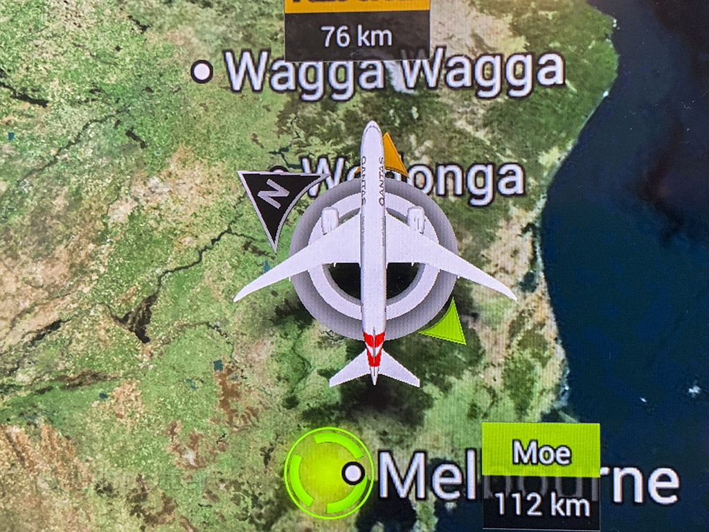 Qantas en mapa de vuelo