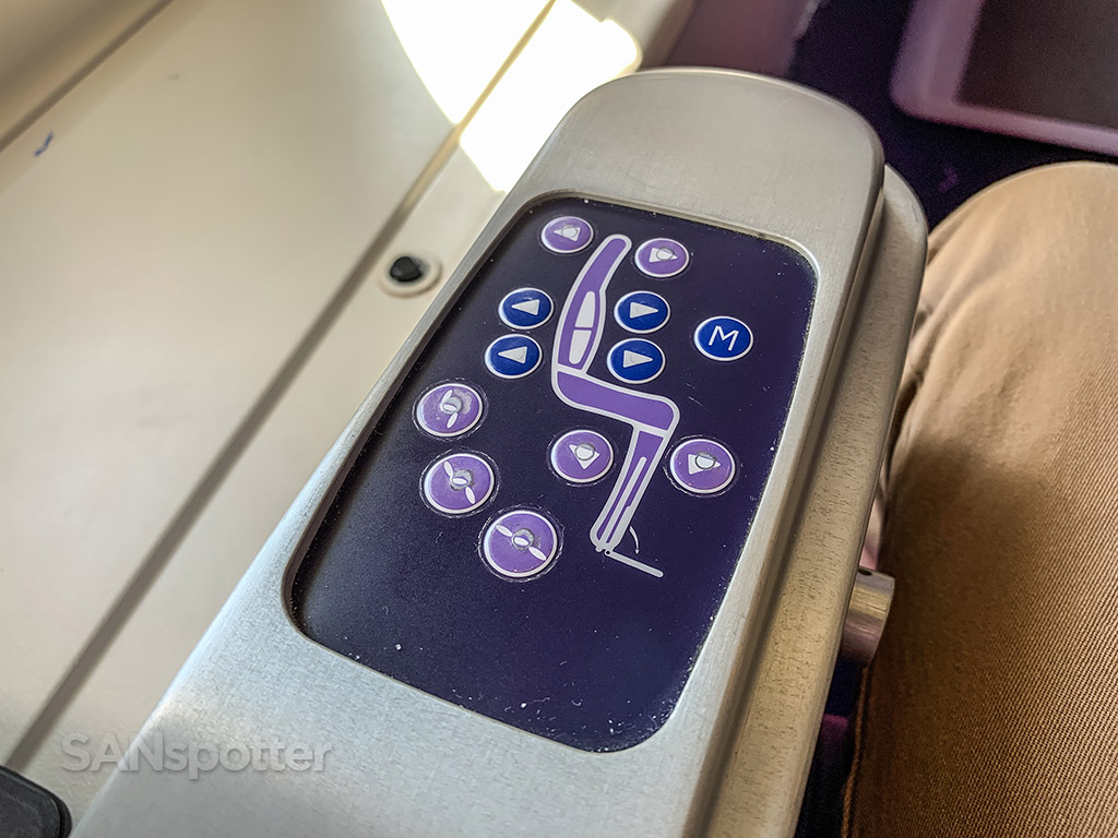 Thai Airways 747 business class seat controls