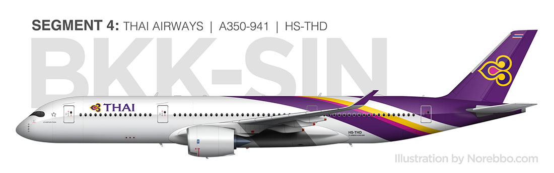 Thai Airways A350-900 business class review Bangkok to Singapore