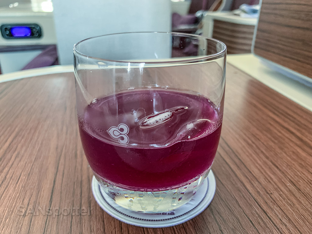 Thai Airways pre departure beverages