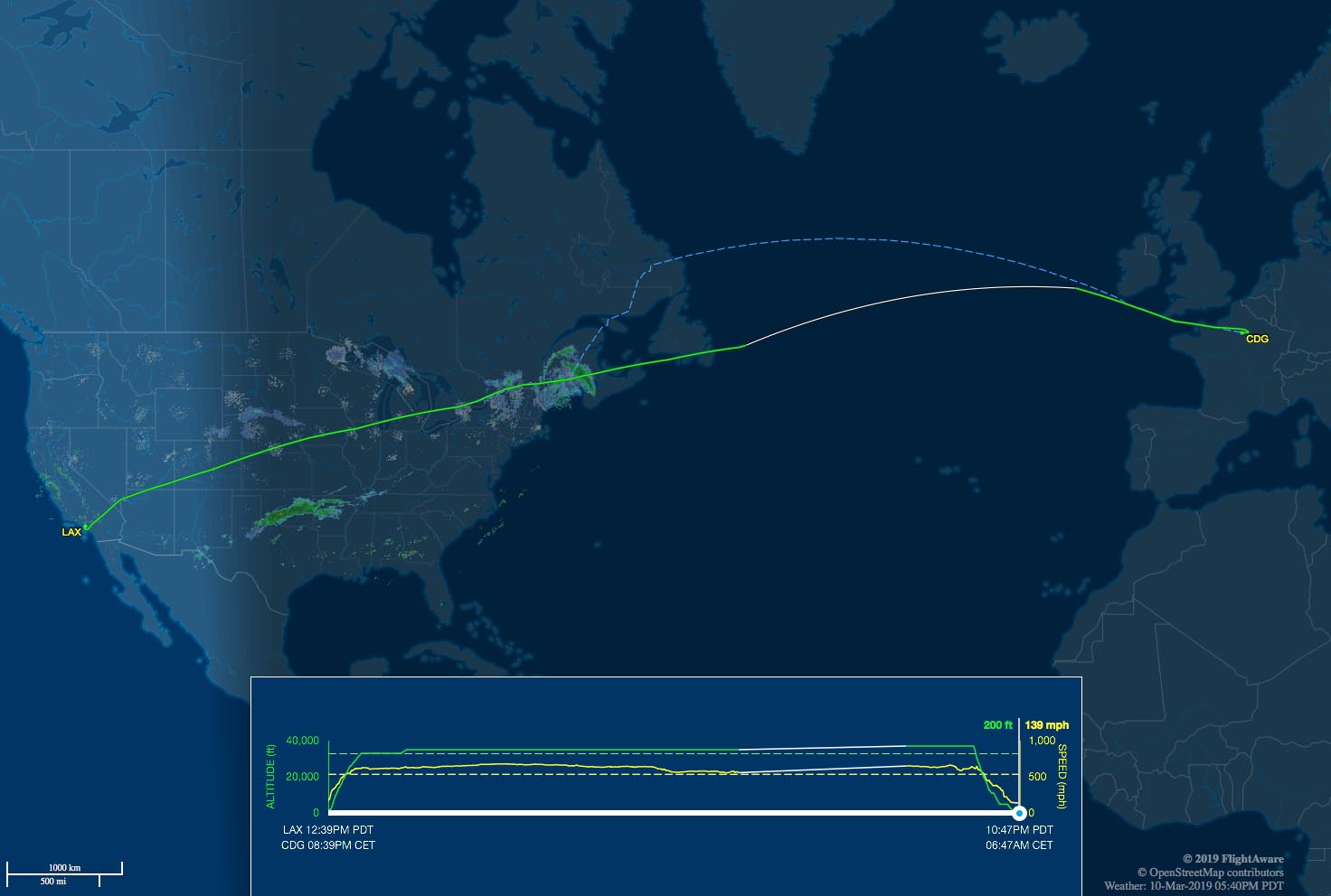 LAX-CDG flight track