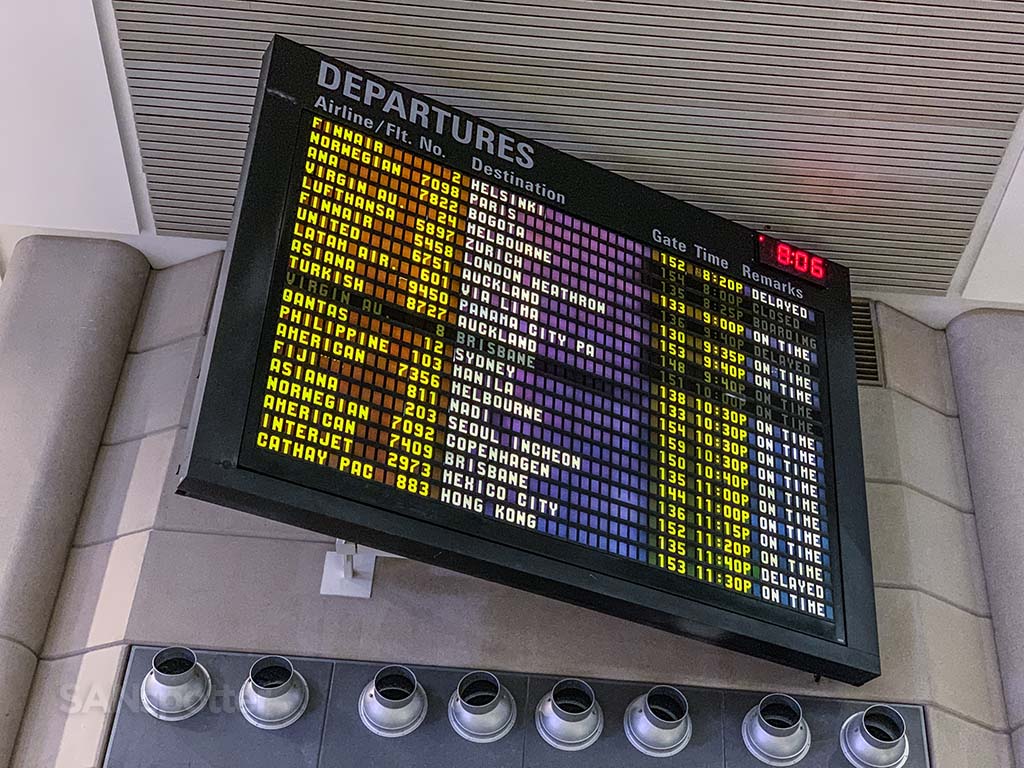 Lax international departures sign