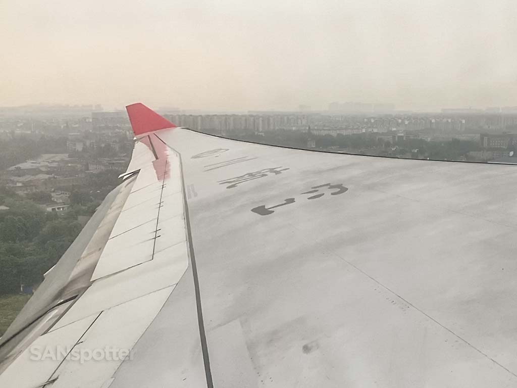 A330 wing Chengdu takeoff