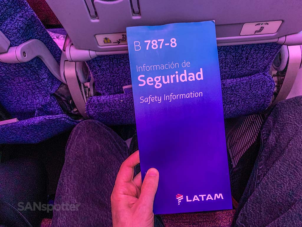 Latam 787-8 safety card