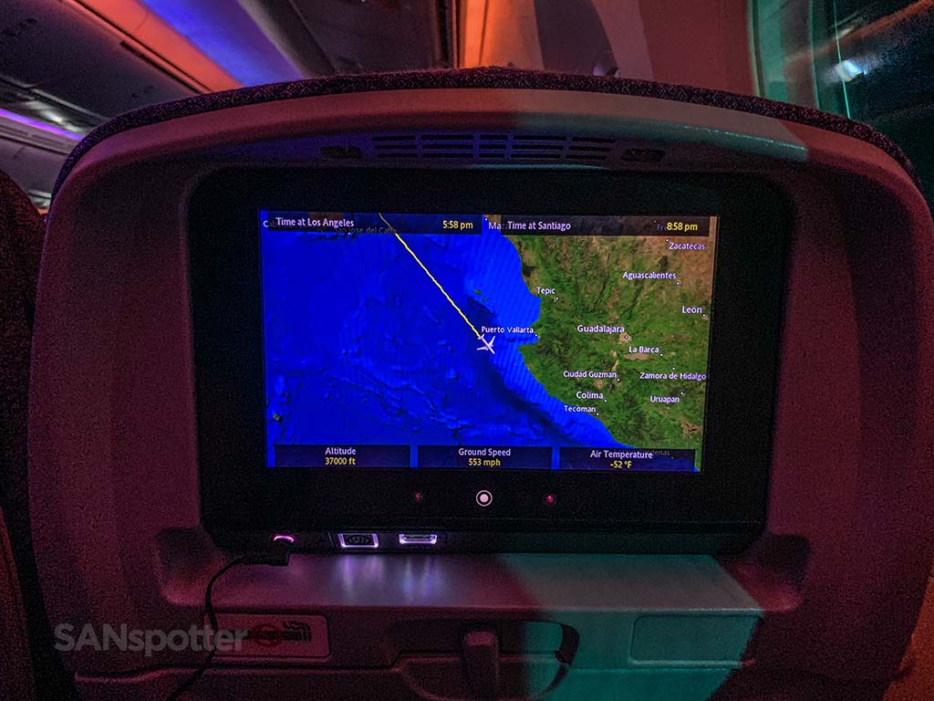 In flight map Mexico