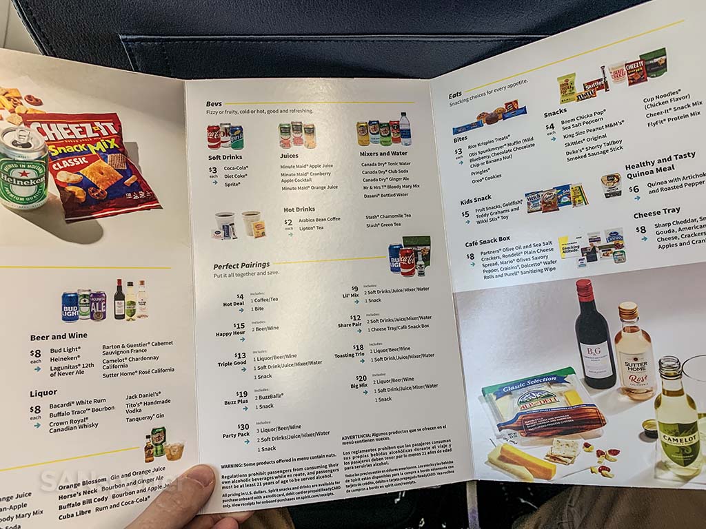 spirit airlines menu