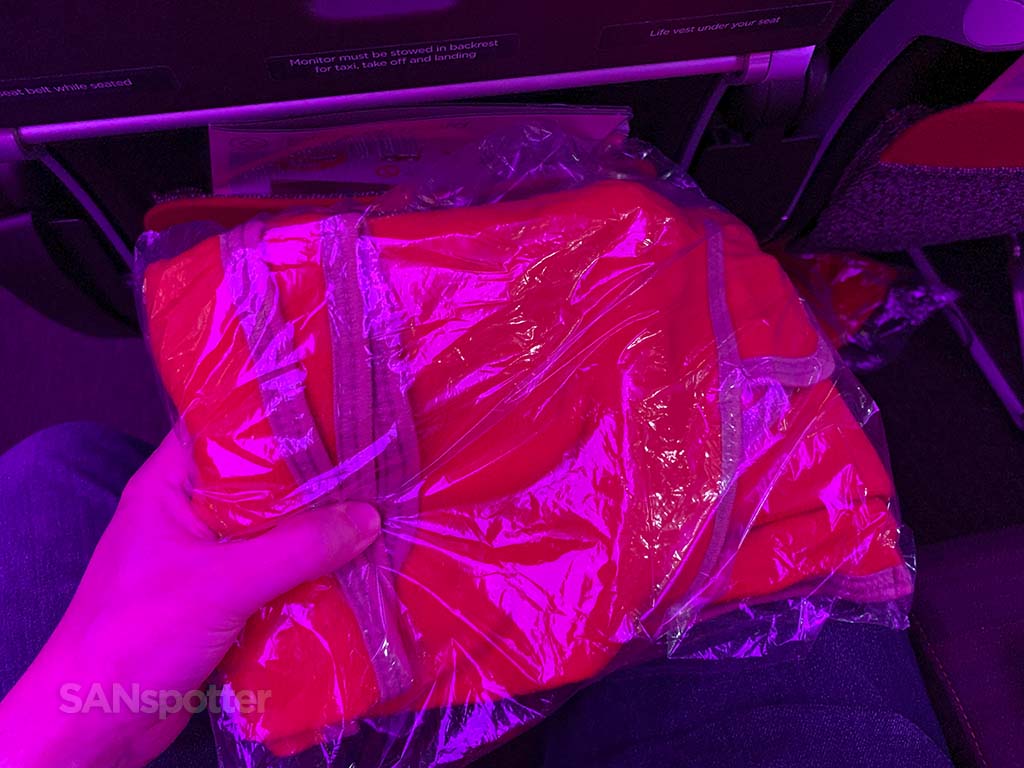 Virgin Atlantic economy class blanket