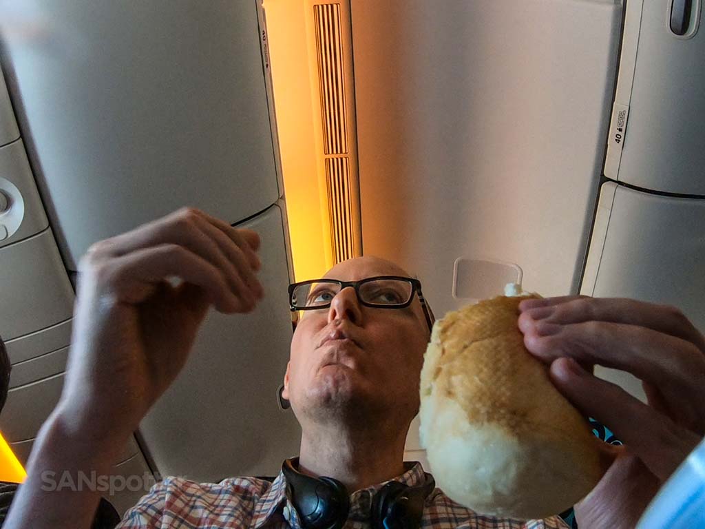 Sanspotter selfie air New Zealand meal