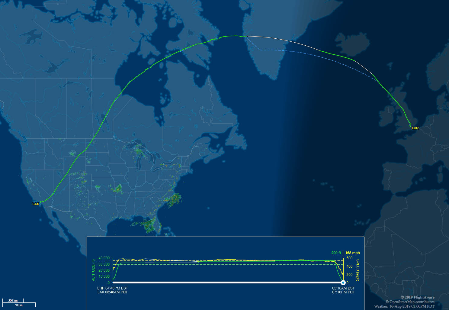 LHR-LAX flight track