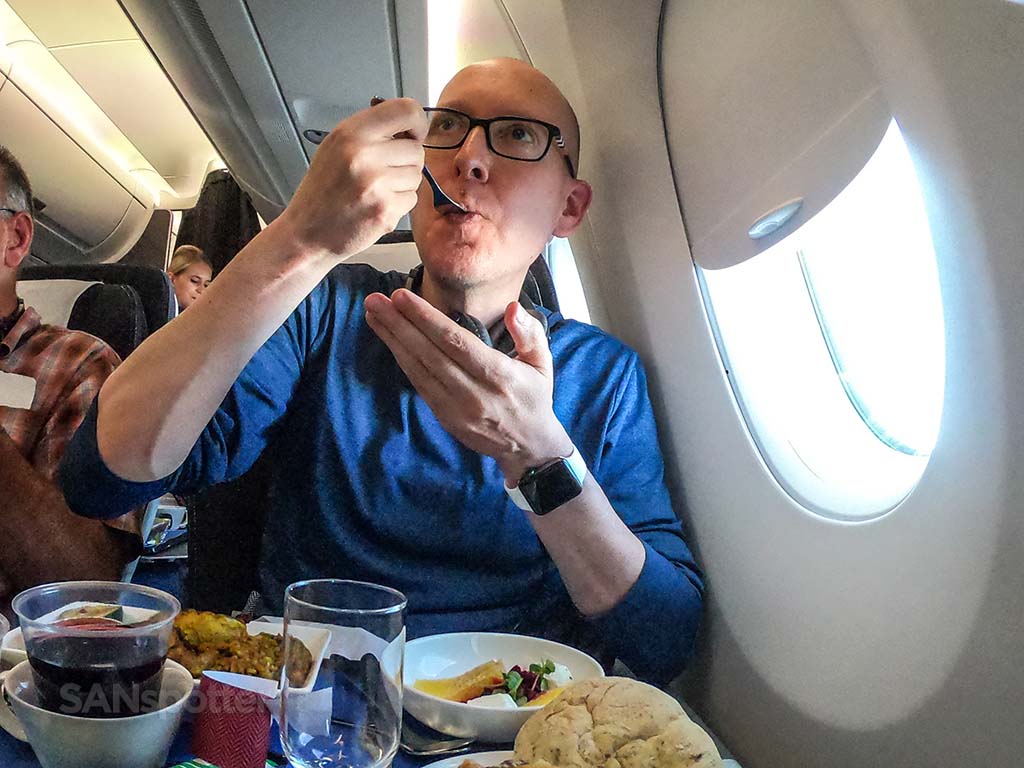 Sanspotter selfie British Airways world Traveler Plus