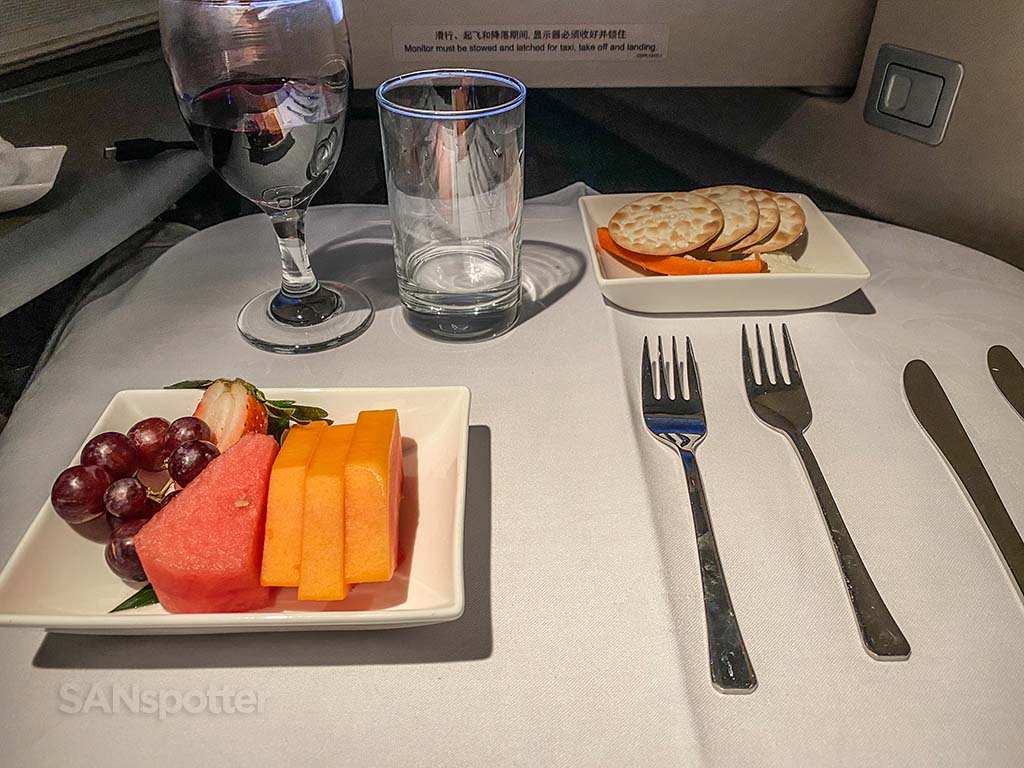 china eastern after dinner fruit and cheese
