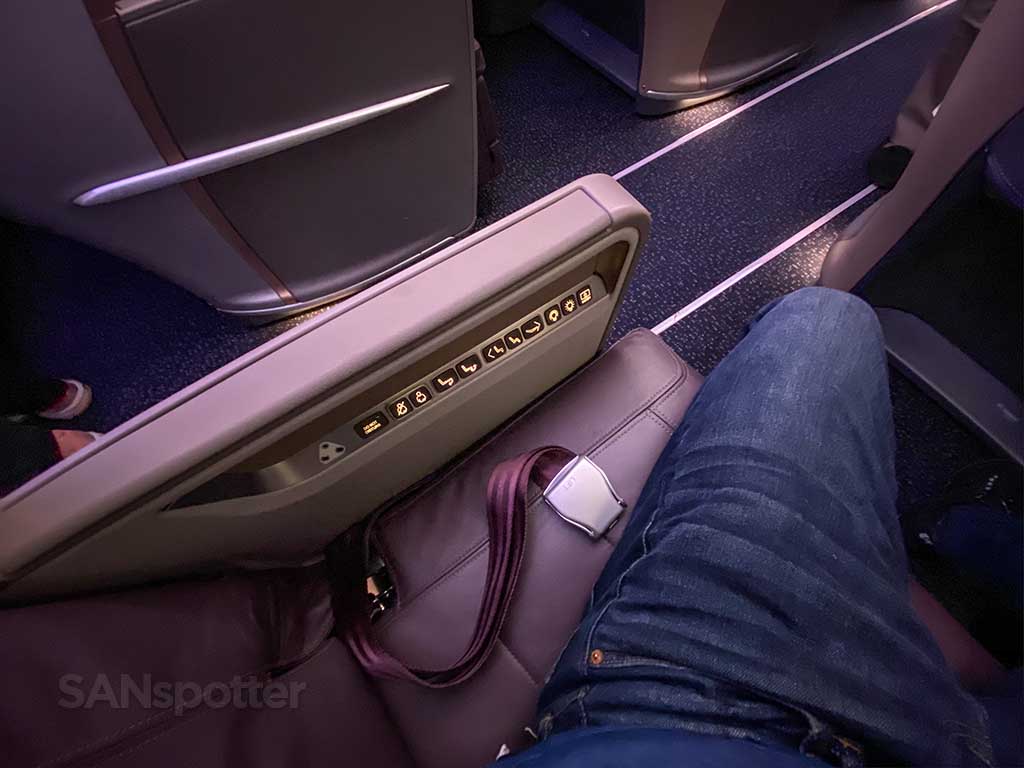 Singapore Airlines A350 Business Class seat controls