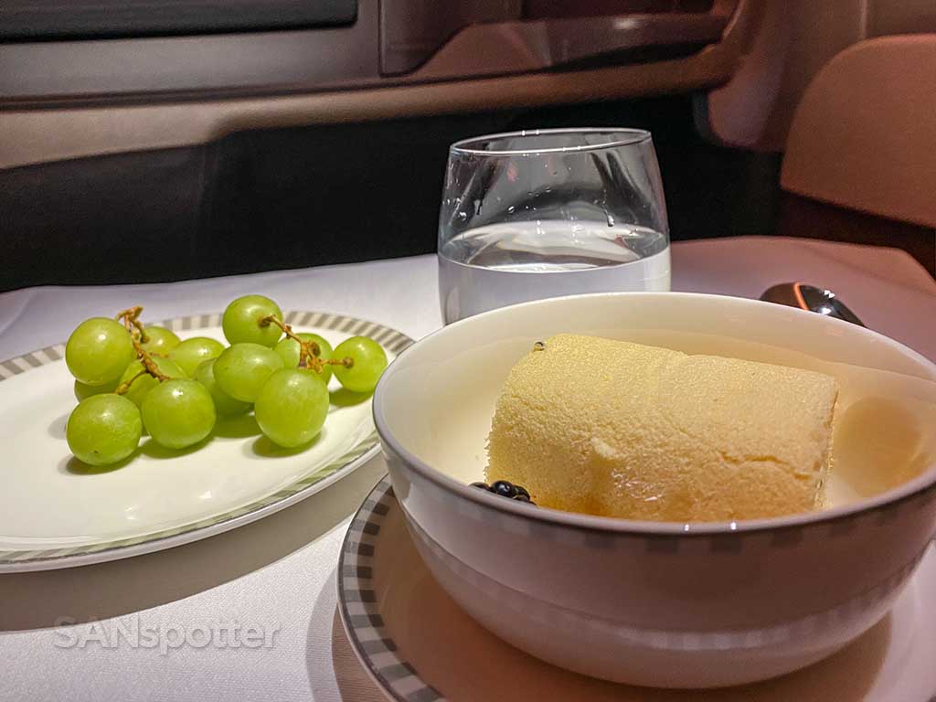 Singapore Airlines Business Class roll cake