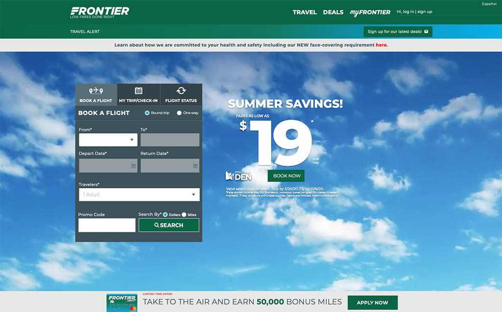 frontier airlines website
