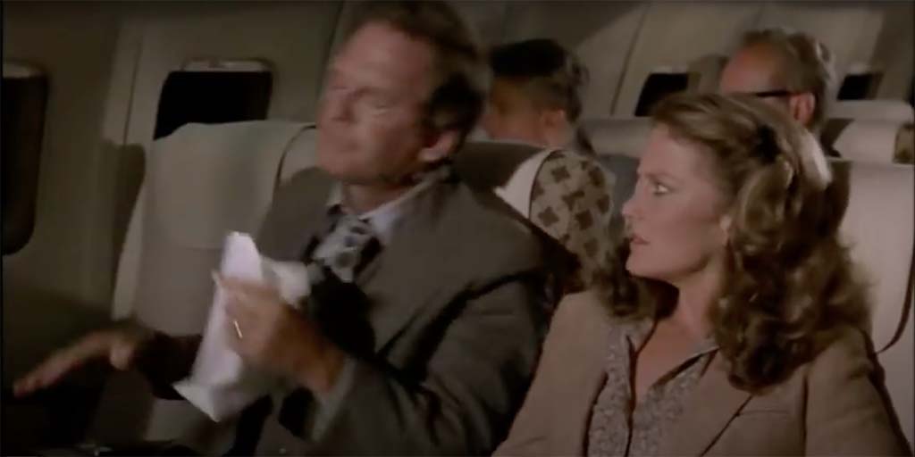 Airplane Jim never vomits at home movie quote