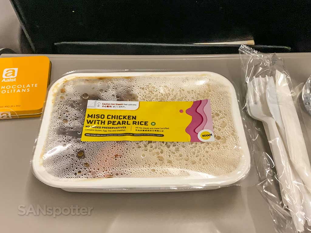 Scoot Airlines Miso chicken and pearl rice