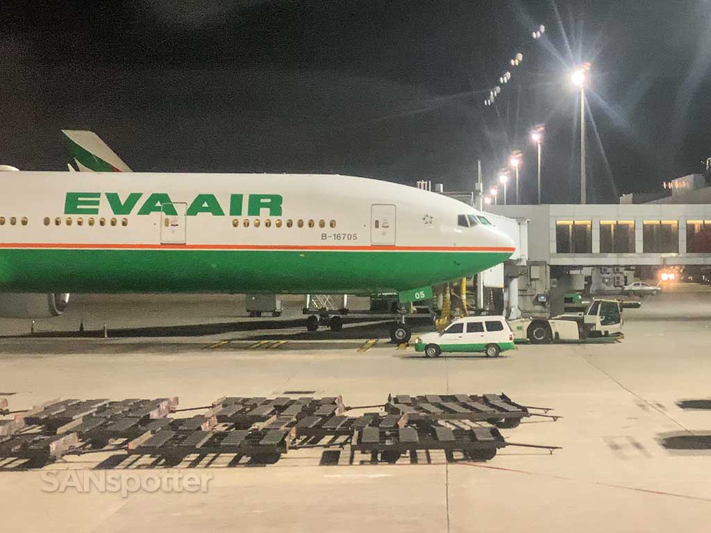 EVA 777 parked at gate