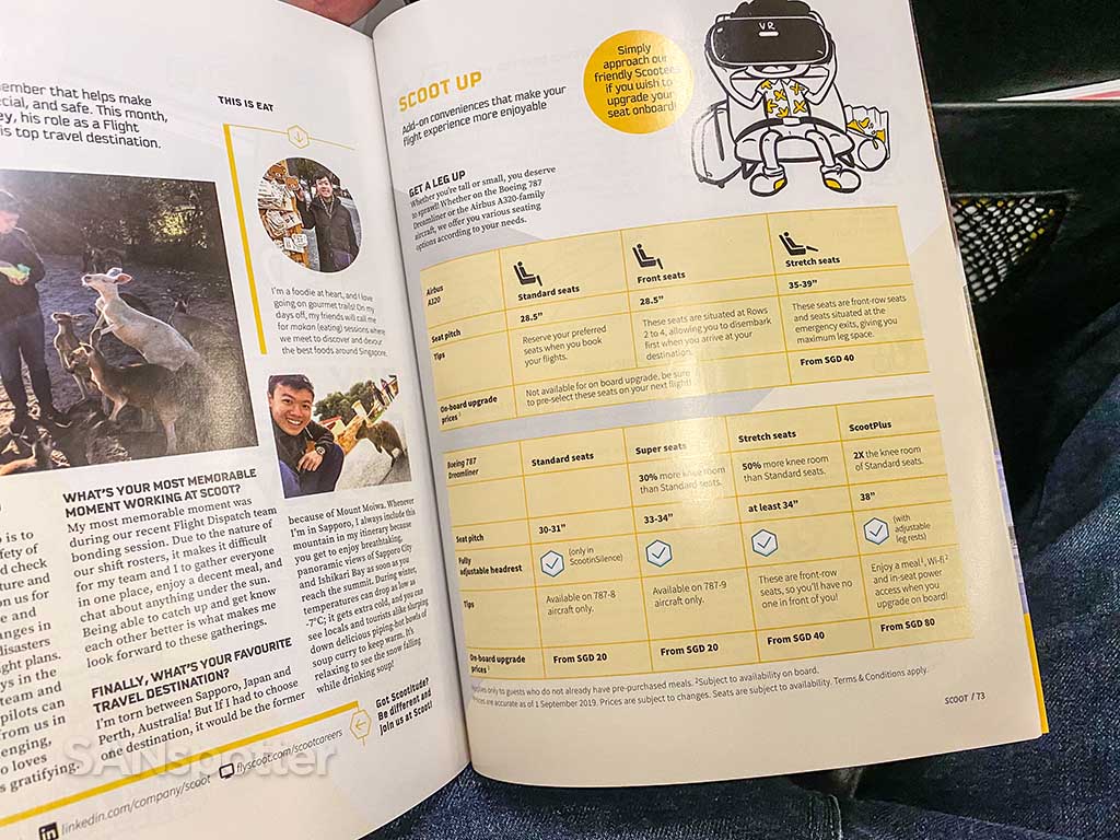 three types of seats on Scoot A320’s
