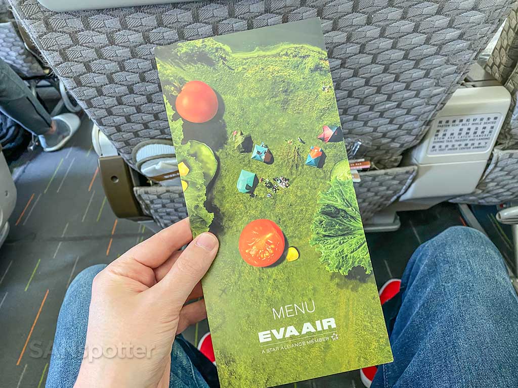 EVA Air Premium Economy menu