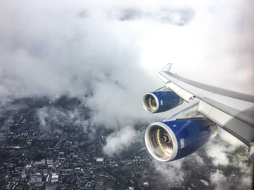British Airways 747 wing and engines