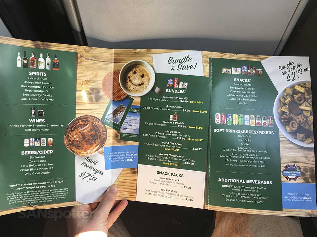 Frontier airlines food for purchase menu