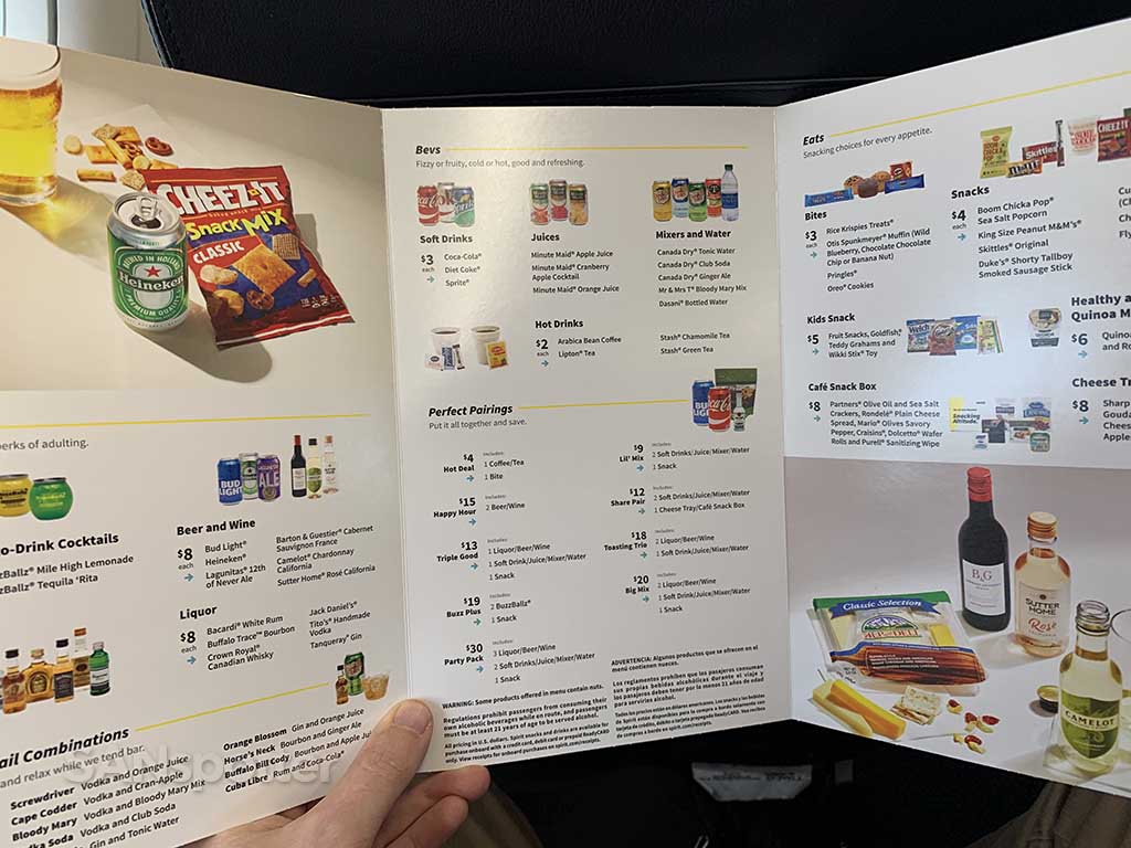 spirit airlines full menu