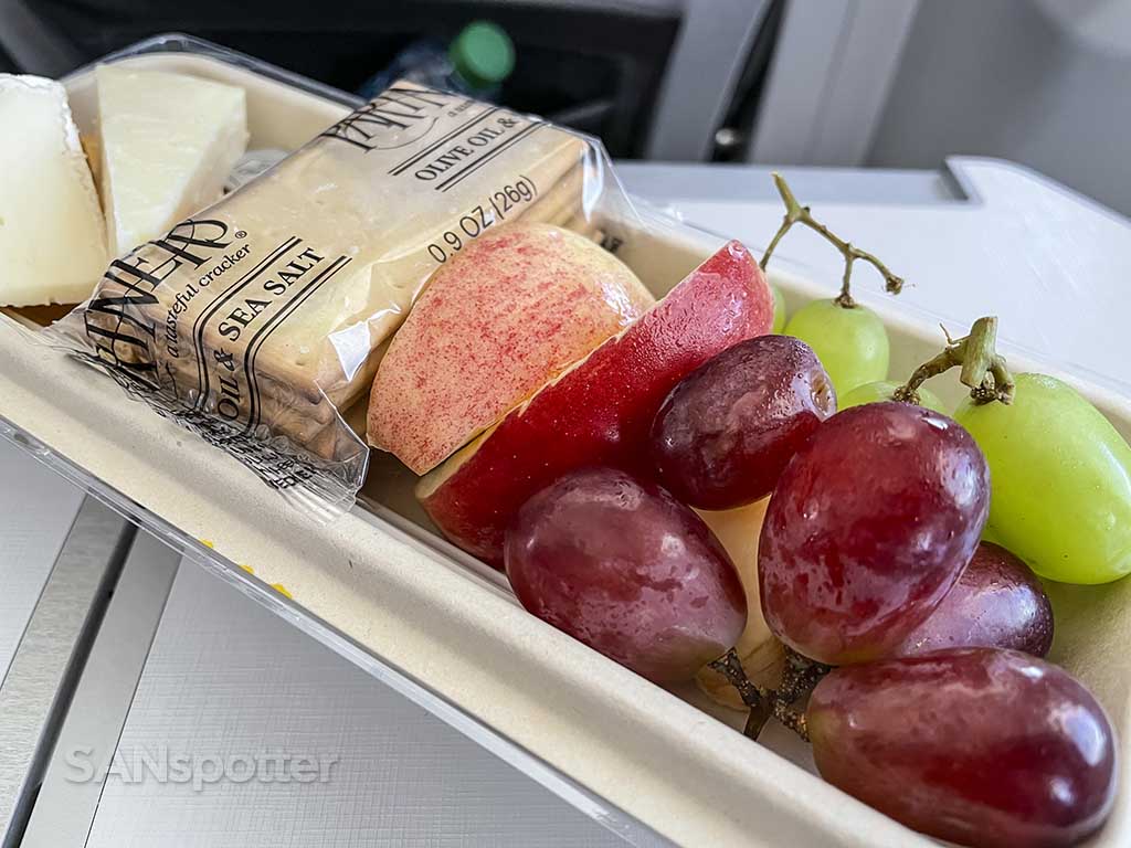 Alaska Airlines fruit and cheese platter 