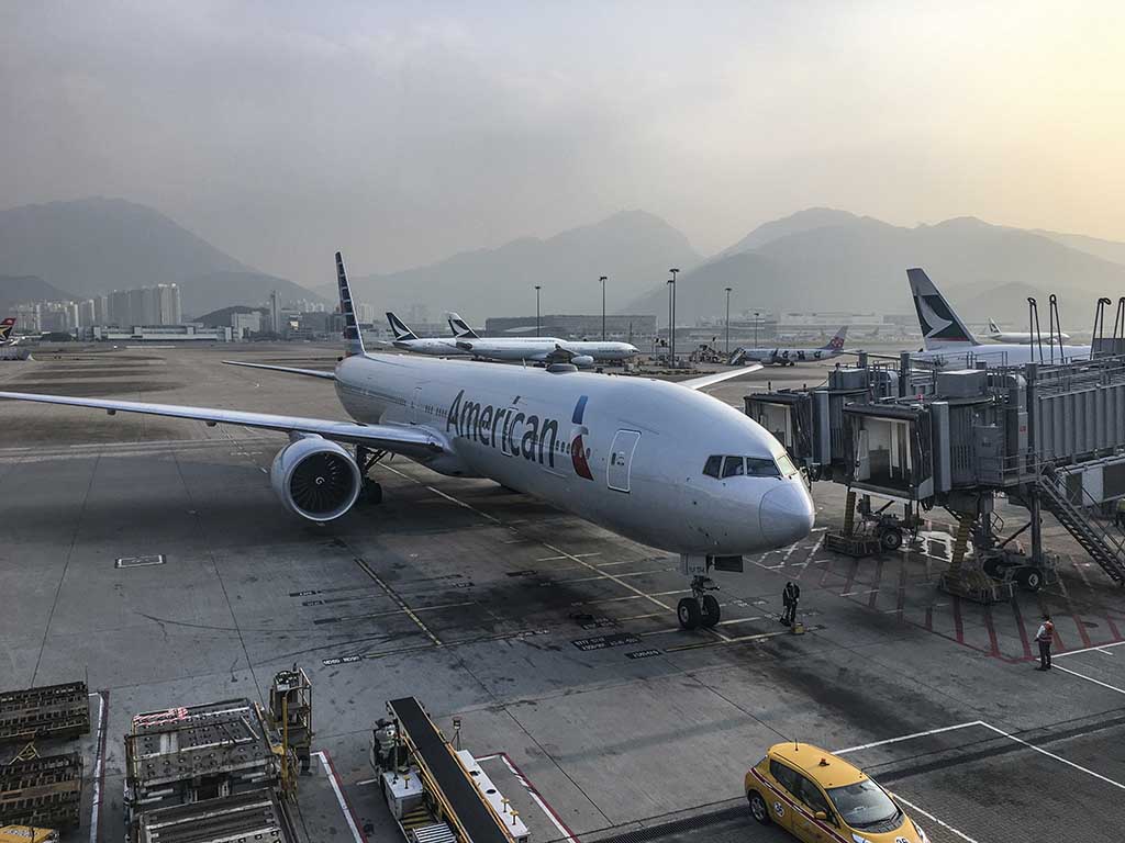 American Airlines 777 in Hong Kong 