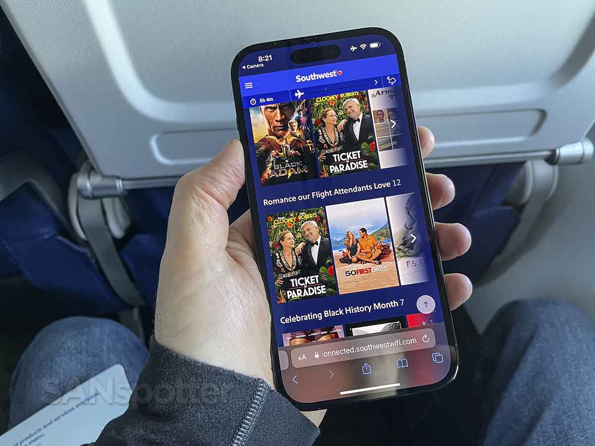 Southwest Airlines in flight entertainment