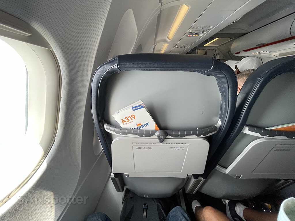 Allegiant Air A319 seat back