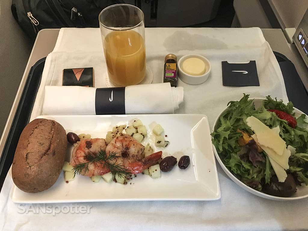 British Airways business class appetizer