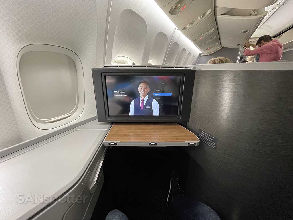 American Airlines 777-200 business class seat video screen