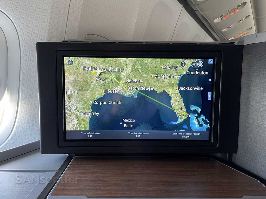 In flight map Dallas to Miami