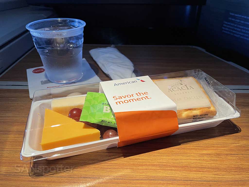 American Airlines fruit and cheese plate