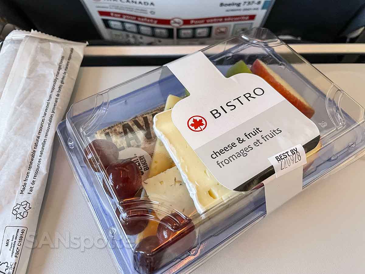 Air Canada Bistro fruit and cheese